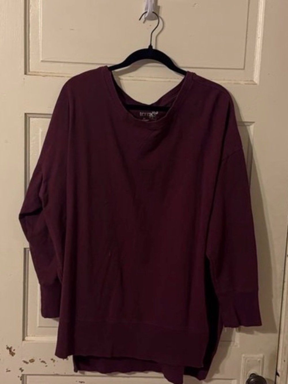 Terra & Sky Oversized Long Sleeve Sweatshirt in Burgundy